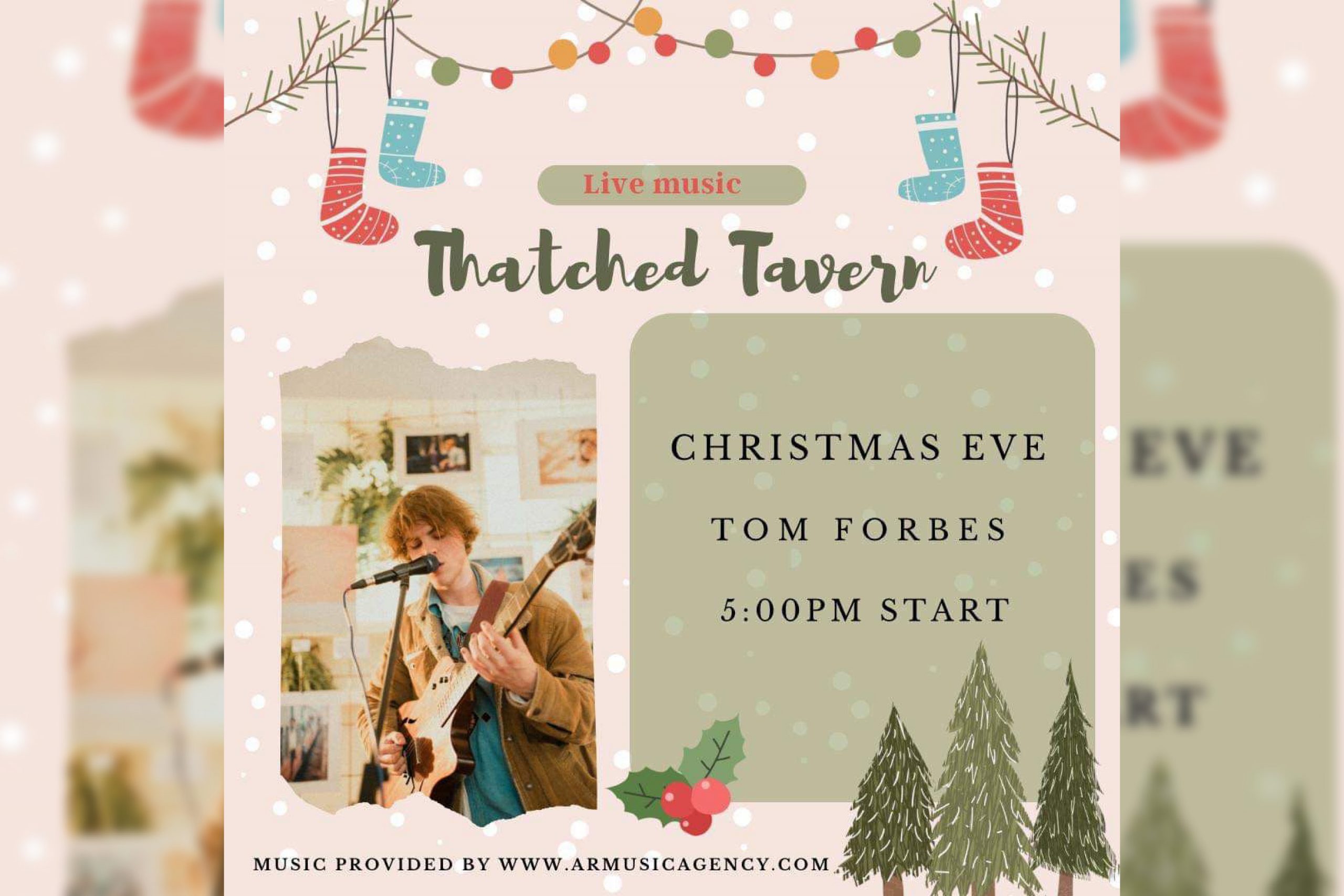Live Music with Tom Forbes on Saturday 24th December 2022 from 5pm
