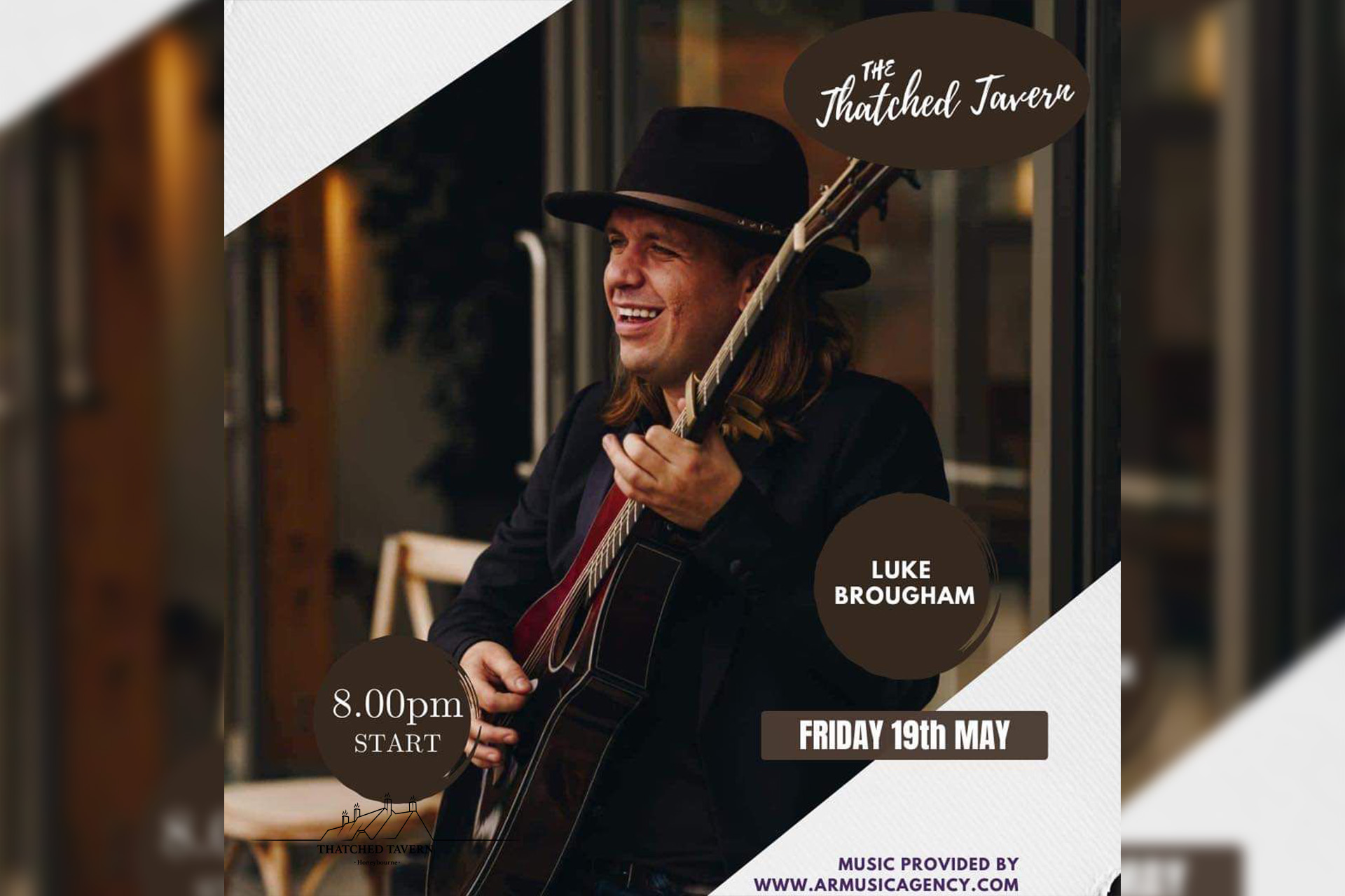 Live music performed by the amazing Luke Brougham at The Thatched Tavern Pub in Honeybourne - Friday 19th May from 8.00pm. Come and joins us for an amazing night of entertainment and warm vibes.
