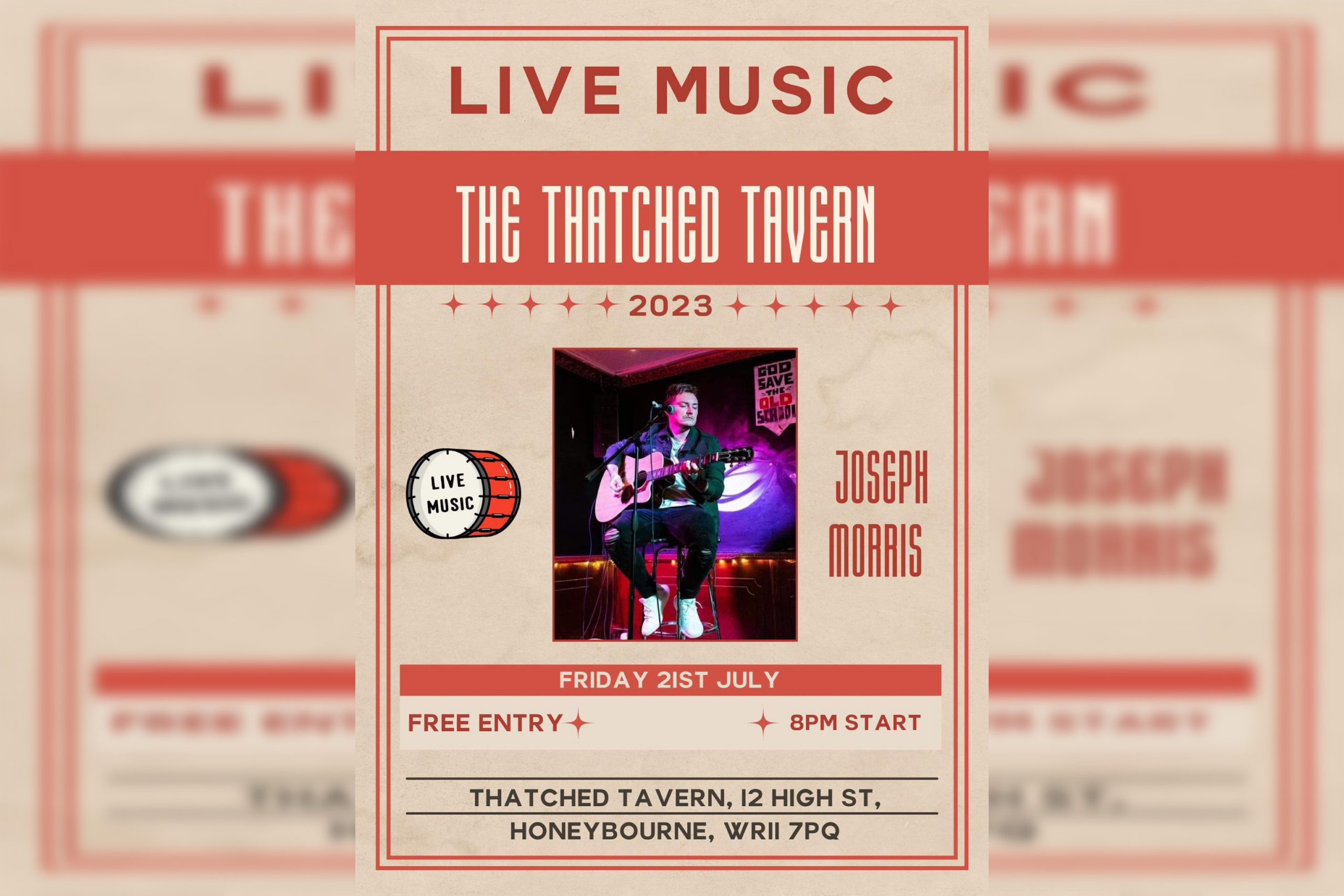 Live music performed by the amazing Joseph Morris at The Thatched Tavern Pub in Honeybourne - Friday 21st July from 8.00pm. Come and joins us for an amazing night of entertainment and warm vibes.