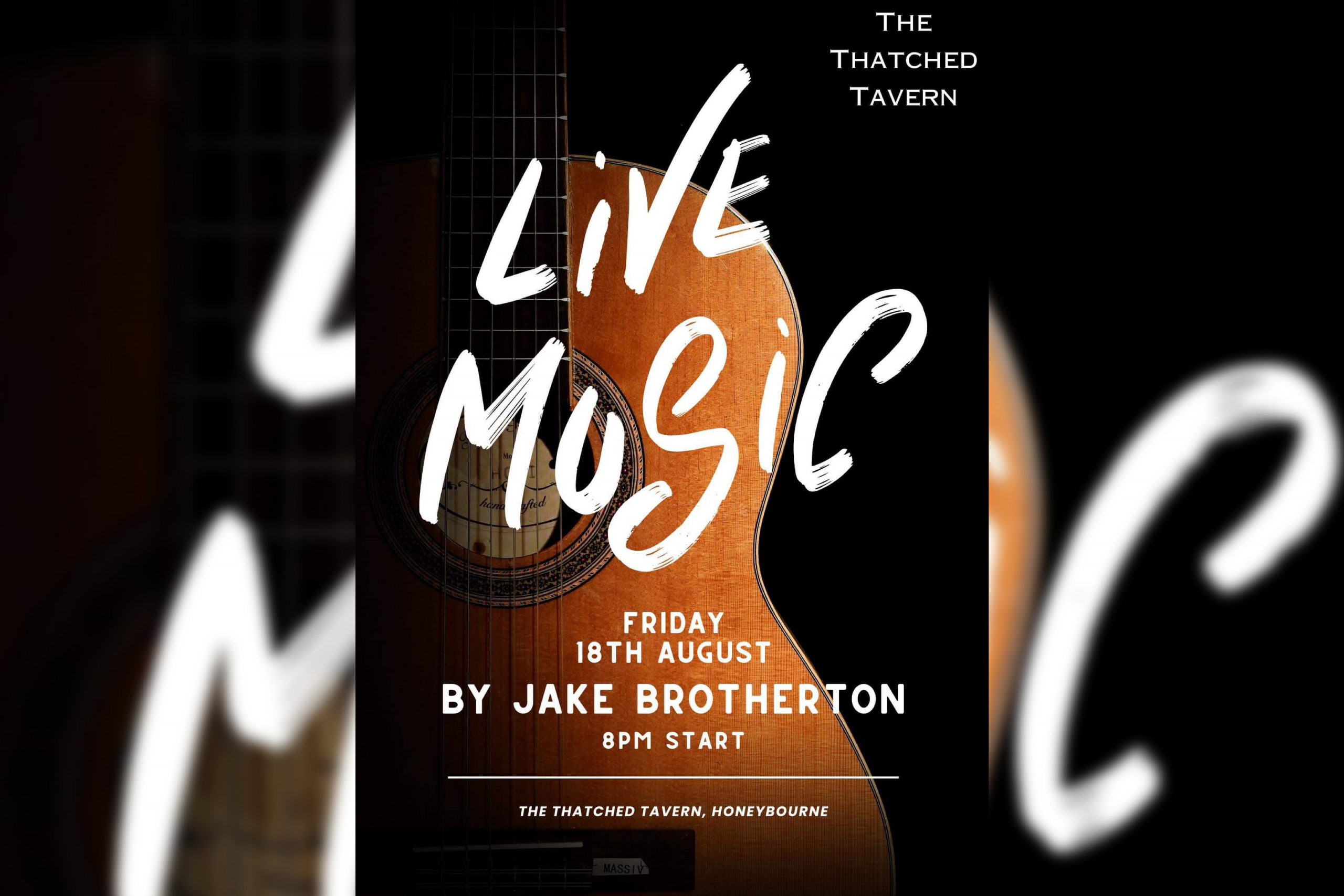 Live Music by Jake Brotherton at The Thatched Tavern Honeybourne – Friday 18th August from 8pm